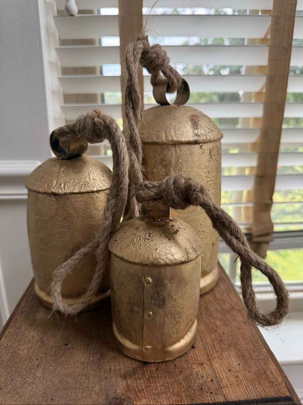 Set of 3 Giant Harmony Cow Bells Huge Vintage Shabby Chic Handmade Rustic Christ